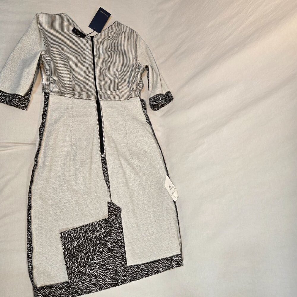 PIAZZA SEMPIONE Black/White Printed Dress Size Italian 44 US 8 Made Italy! NEW! - Picture 9 of 16